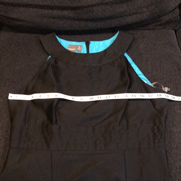 NWT Muse Womens Black Cotton Blend Floral Detailing Sheath Dress- Size 14 - Picture 12 of 13